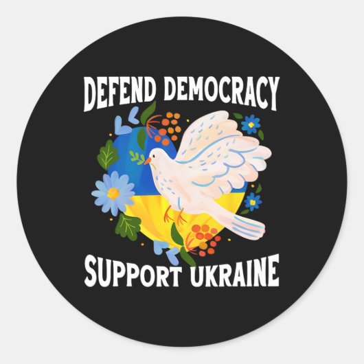 Defend Democracy Support Ukraine Stand With Zelens ラウンドシール (正面)