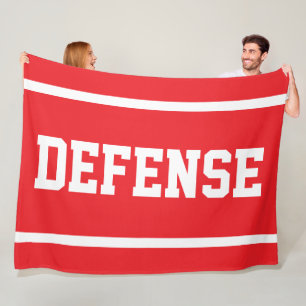 DEFENSE アスレチック ホワイト テキスト ストライプス オン ブライト レッド フリースブランケット