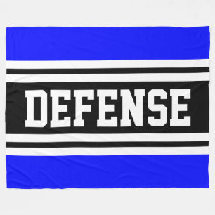 DEFENSE 鮮やかな青 黒 白 レース ストライプ フリースブランケット