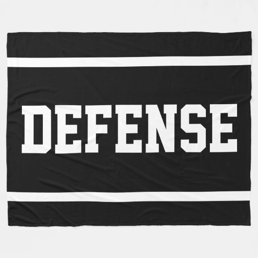 DEFENSE Athletic White Text Stripes On Bold Black フリースブランケット (正面(横))