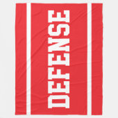 DEFENSE Athletic White Text Stripes On Bright Red フリースブランケット (正面)