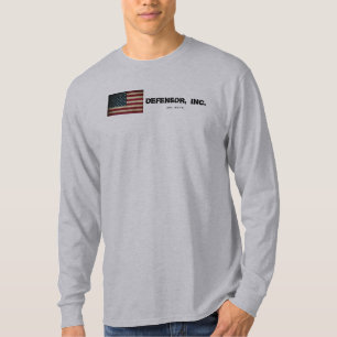 Defensor、Inc.の愛国心が強く長い袖のワイシャツ Tシャツ