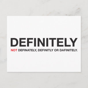 「definitely」の綴り方は? ポストカード
