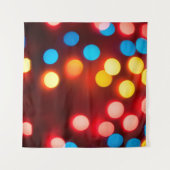 Defocused christmas lights. New Year bokeh. Abstra タペストリー (正面(横))