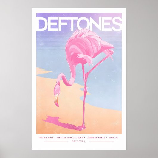 Deftones Gig Poster Pink Flamingo Art Print (A3 ポスター (正面)