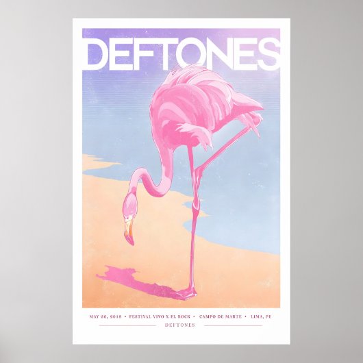 Deftones Gig Poster Pink Flamingo Art Print (A3 ポスター (正面)