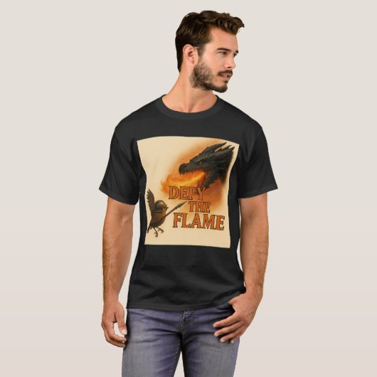 Defy the Flame – Epic Fantasy Courage Illustration Tシャツ (正面フル)