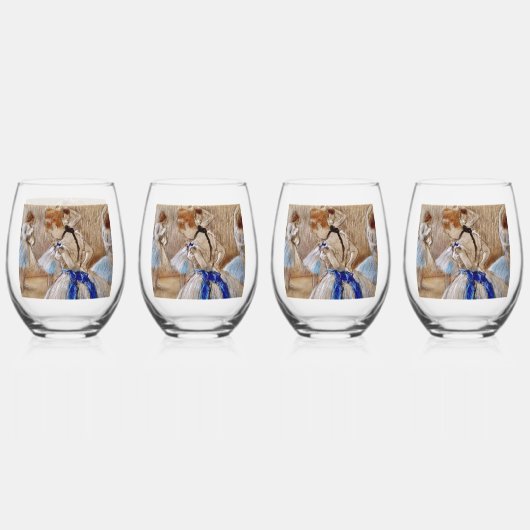 Dega’s Dancer With Blue Ribbon ステムなしワイングラス (正面)