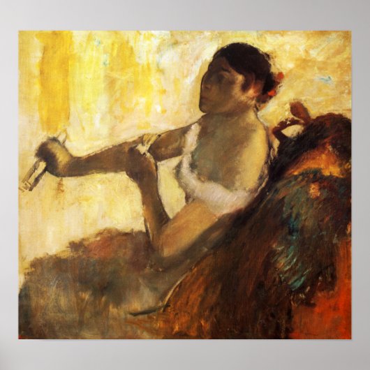 Degas – 着座女性が手袋を引っ張る1890 ポスター (正面)
