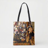 Degas – 花の花瓶の横に座っている女性 トートバッグ (正面)