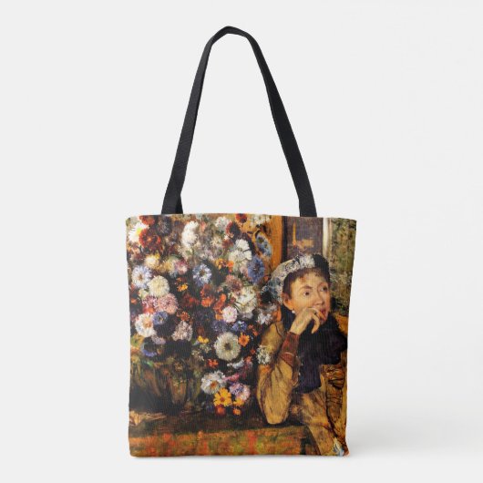 Degas – 花の花瓶の横に座っている女性 トートバッグ (裏面)
