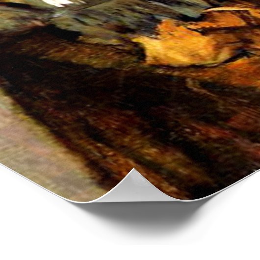 Degas – 花の花瓶の横に座っている女性 ポスター (角)