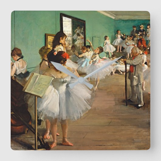 Degas Ballet Minimalist Art Clock スクエア壁時計 (正面)