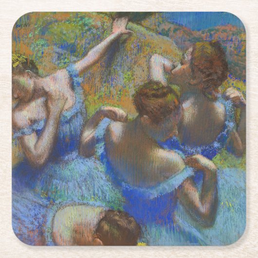 Degas Blue Dancers Pastel Fine Art Masterpiece スクエアペーパーコースター (正面)