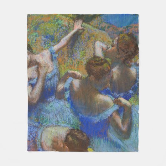 Degas Blue Dancers Pastel Fine Art Masterpiece フリースブランケット (正面)
