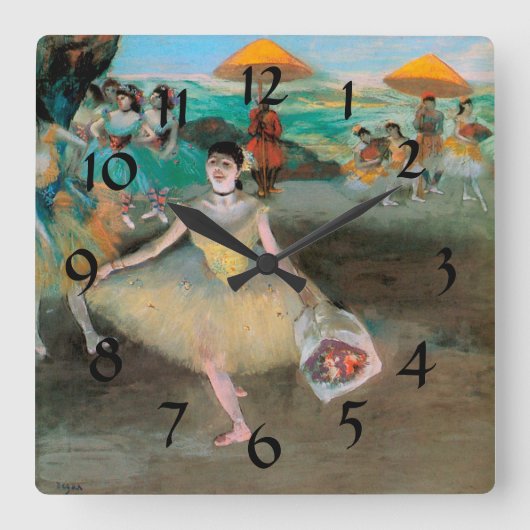 Degas 'Dancer with a Boquet Bowing'壁時計 スクエア壁時計 (正面)