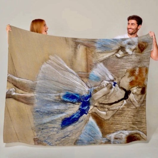 Degas Dancer with Blue Ribbon Fleece Blanket フリースブランケット