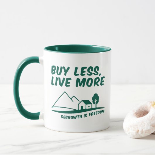 Degrowth Is Freedom: Buy Less, Live More マグカップ (ドーナツ)