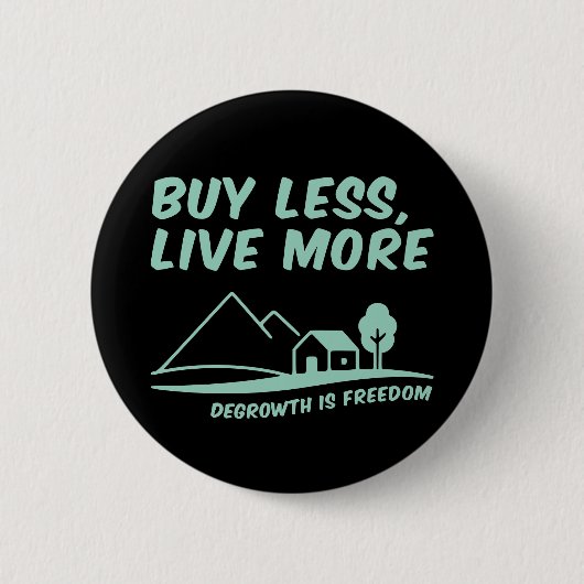 Degrowth Is Freedom: Buy Less, Live More 缶バッジ (正面)