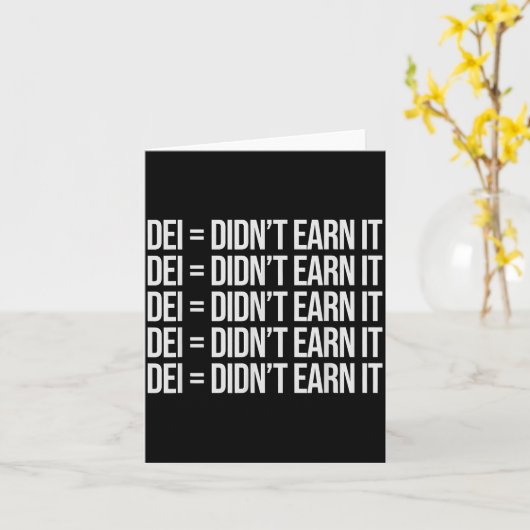 Dei Didn't Earn It Funny Quote , Small, Black  カード (黄色い花)