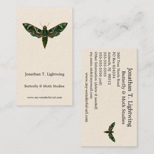 Deilephila Nerii - Oleander Hawk-Mothビジネスカー 名刺 (正面/裏面)