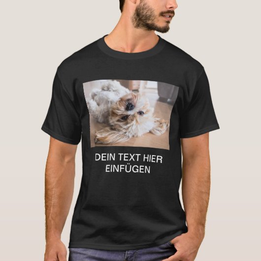 DEINデザイン/文字/FOTO Herren Hund schwarz Tシャツ (正面)