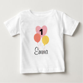 DEIN DESIGN/Name Erster Geburtstag Luftballon Girl ベビーTシャツ
