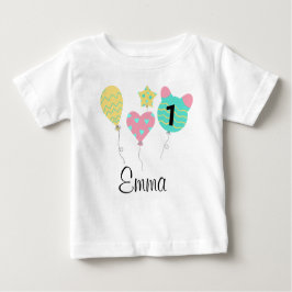 DEIN DESIGN/Name Erster Geburtstag Luftballons ベビーTシャツ
