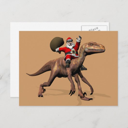 Deinonychusのサンタクロースの乗馬 シーズンポストカード (正面/裏面)