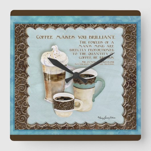 Dejaの醸造物のコーヒーは華麗な時計を作ります スクエア壁時計 (正面)