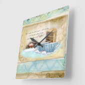 Deja Brewコーヒーカップ、キャンディーとケーキデザートアート スクエア壁時計 (傾斜)