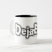 DejaBrewのグレースケールのロゴのマグ ツートーンマグカップ (正面左)