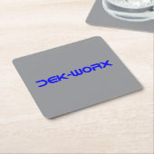 DEK-WORX EVAフォームカッティングサービス会社ロゴ スクエアペーパーコースター (アングル)