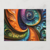 Dekokissen: fraktales modernes design, farbenfroh  ポストカード (裏面)