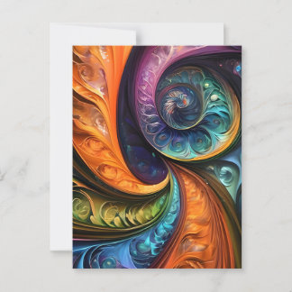 Dekokissen: fraktales modernes design, farbenfroh  ポストカード