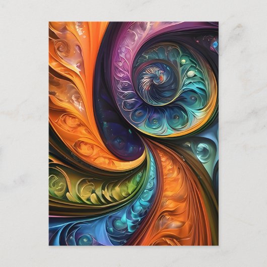 Dekokissen: fraktales modernes design, farbenfroh  ポストカード (正面)