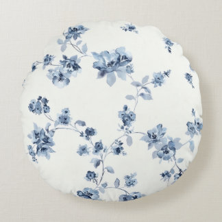 Dekokissen mit blauem Blumem-Print ラウンドクッション