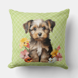 Dekokissen mit süßem Hund & Blumen 🌸🐶 クッション