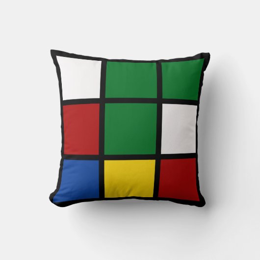 Dekokissen "Quadro" Grün & Blau クッション (正面)