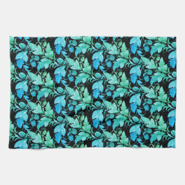 Dekorative blau-grüne Blätter キッチンタオル