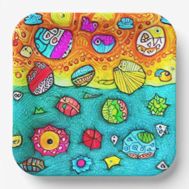 Dekorative Muscheln und Steine ペーパープレート