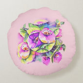 Dekorative rosa Blumen ラウンドクッション (裏面)