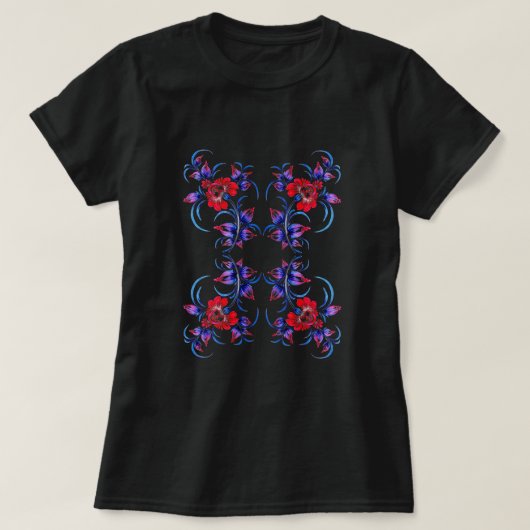 Dekoratives Blumenmuster Tシャツ (デザイン正面)
