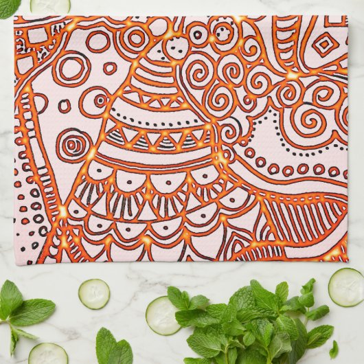 Dekoratives Kritzelmuster キッチンタオル (折り畳み)