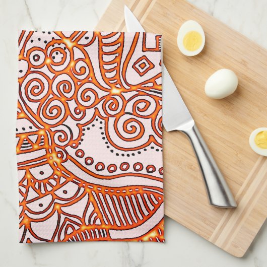 Dekoratives Kritzelmuster キッチンタオル (四つ折り)