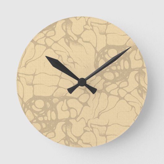 Dekoratives Muster auf beigem Hintergrund ラウンド壁時計 (正面)