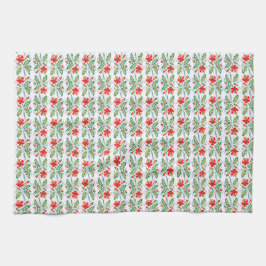Dekoratives Muster aus roten Blumen キッチンタオル