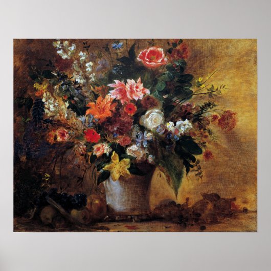 Delacroix – フラワースチルライフ ポスター (正面)