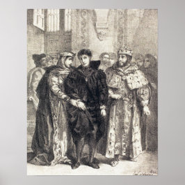 Delacroix – 女王はハムレット(Ac... ポスター