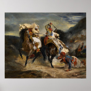 Delacroix - Combat Du Giaour Et Hassan 1826 ポスター
